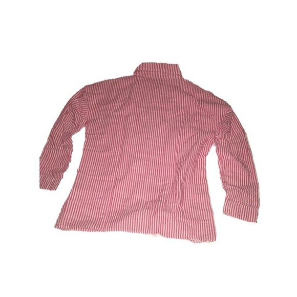 Unbranded top Womens XL red white button up 3/4 sleeve tunic Candy Stripe Beachy - Picture 2 of 8